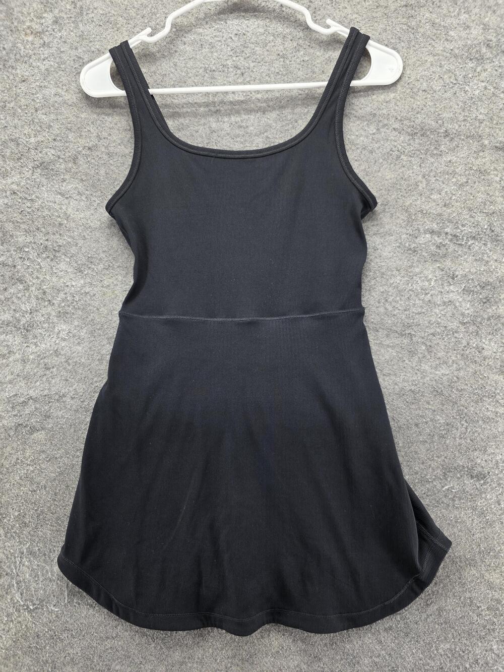 Nike Dress Womens S Black Tank Dress Short Dri-FIT Stretch Built-in Shorts Logo